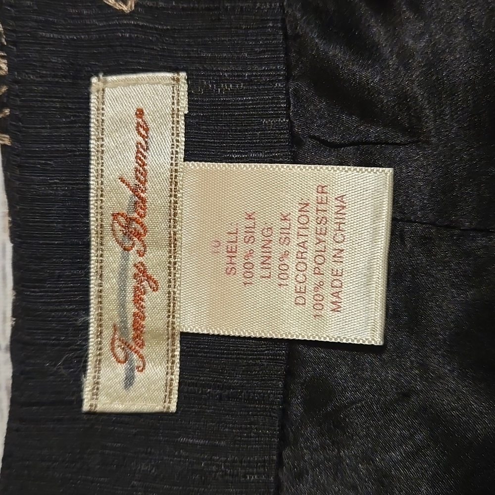 Tommy Bahama Women's Floral Embroidered Silk Pants Black and Tan Size 10 - Picture 8 of 9